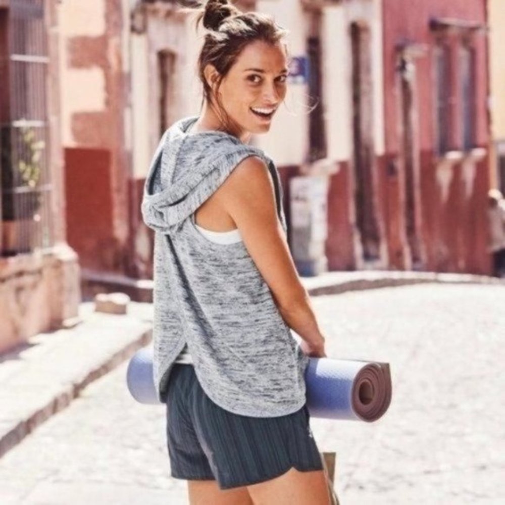 Athleta Blissful Balance Gray Hooded Vest Jacket XXS